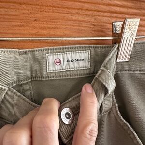 Olive green AG super soft cropped denim